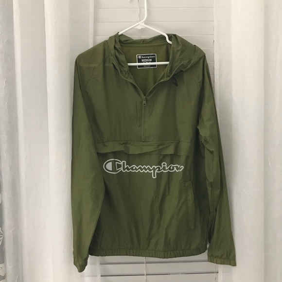 champion windbreaker olive